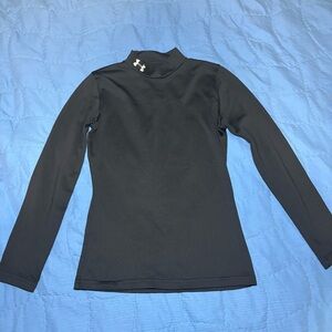 Pilates activewear yoga Under Armour Black ColdGear Mock Neck long sleeve